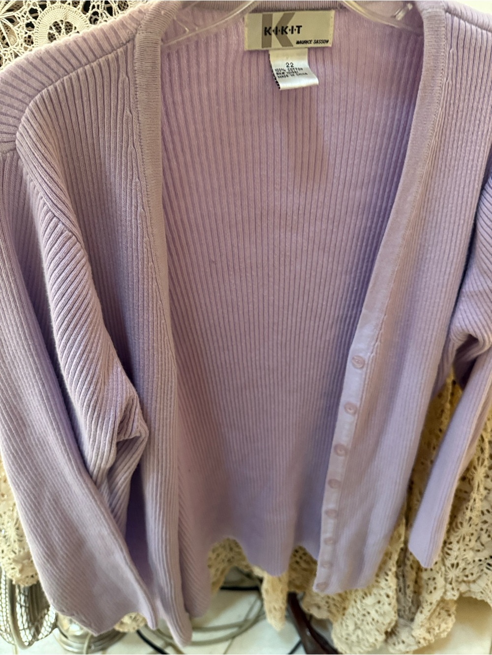 kIKIT Lavender Ribbed Button-Front Cardigan size 22